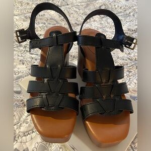 UNIVERSAL THREAD BLACK BLOCK HEEL PLATFORM SANDAL SIZE 8